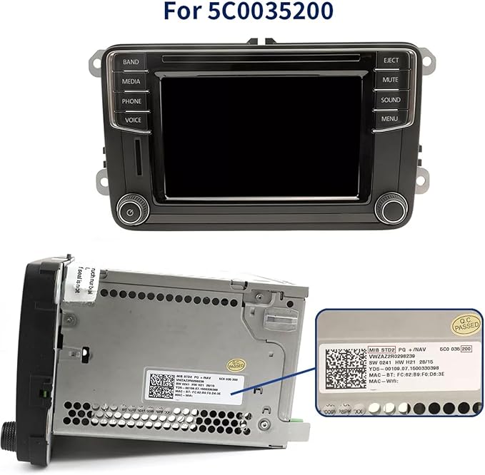 6.5 Touch LCD Screen for Volkswagen/Skoda MIB STD2 Navigation Compatible with TDO-WVGA0633F00045 684 200 Radio Display Replacement