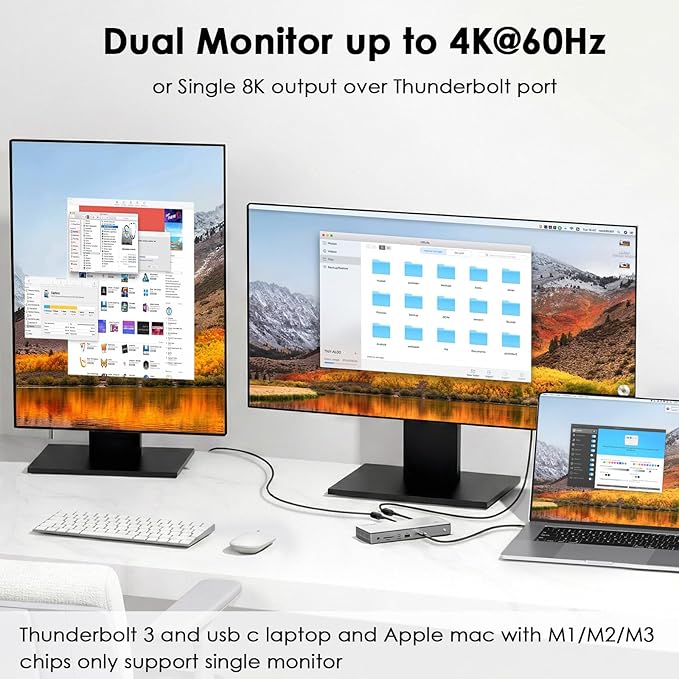 WAVLINK Thunderbolt 4 Dock with 100W Charging Thunderbolt Certified Driverless Laptop Docking Station with 4K HDMI Dual Monitor or Single 8K for Windows or Mac 4X USB 2.5G EthernetSD/MicroSD