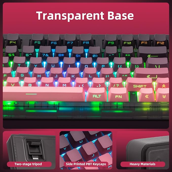 ZORNHER ZH980 Mechanical Keyboard Wireless95% Pink Creamy Keyboard with Number PadGaming Keyboard with Number PadLighted Up PBT KeycapsCreamy Sounding Linear SwitchesFull Size