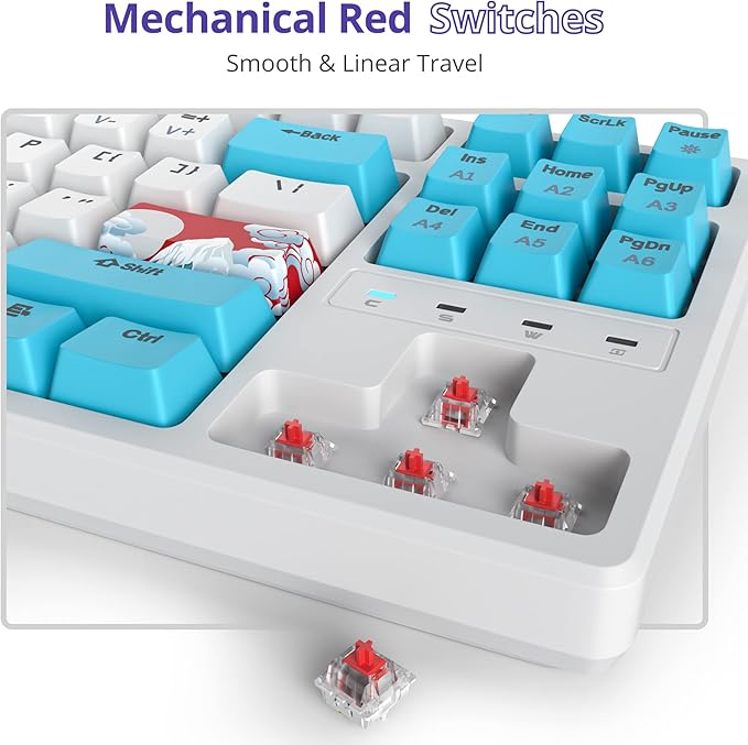 75 Percent Mechanical Keyboard 87 Keys RGB Backlit Gaming Keyboard TKL Compact Wired Keyboard with Red Switches for Windows Laptop PC PS4 PS5 Xbox Gamer (87 Sea/Red Switch)