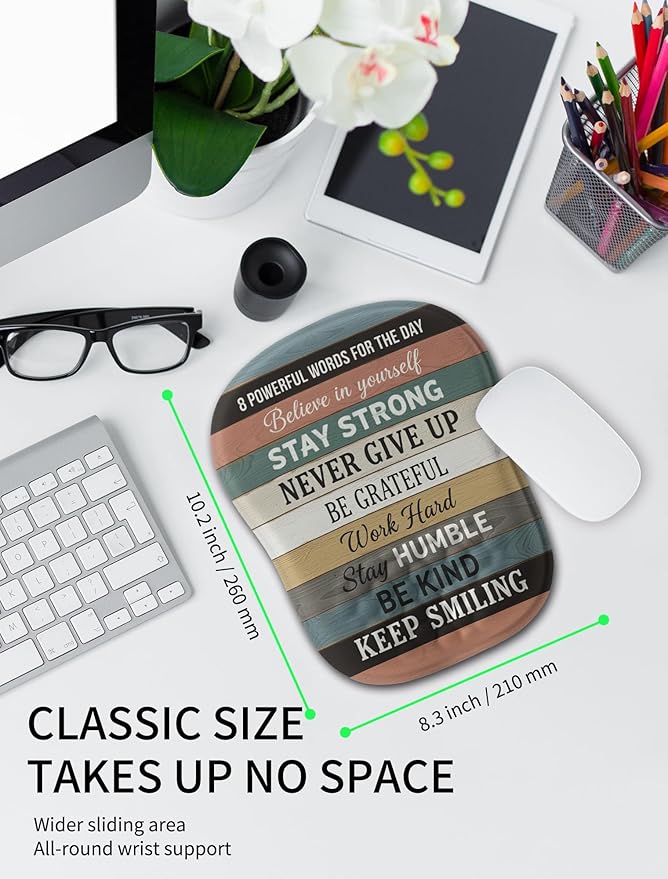 Hokafenle Ergonomic Wrist-Hugging Mouse Pad Wrist Support U-Shaped Holding Wrist Rest Mousepad for Carpal Tunnel Pain Relief with Cushioned Memory Foam Slope Massage Bulge (10.2x8.3 inBelieve)