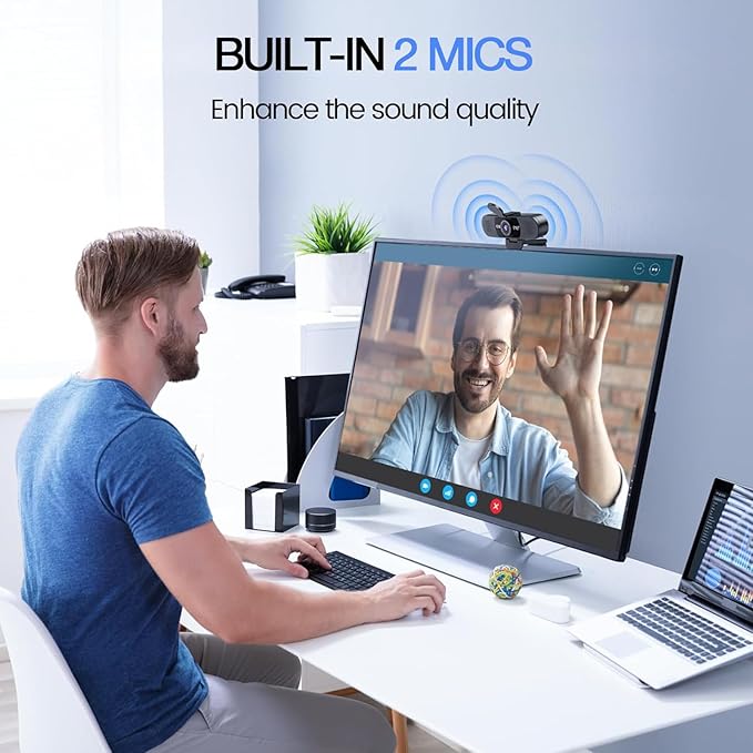 EMEET 1080P Webcam with Microphone C960 Web Cam 2 Mics 90° FOV USB Type-A &amp A-to-C Adapter Plug&ampPlay Computer Camera for Online Calling Zoom/Teams/Facetime Switch 2 Camera Support 2025