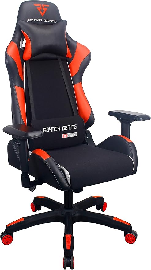 Energy Pro Series Gaming Chair Ergonomic Outlast Cooling Technology High Back Racing Style Computer Chair Adjustable Armrests Mesh and PU Leather with Lumbar and Headrest Pillow Red