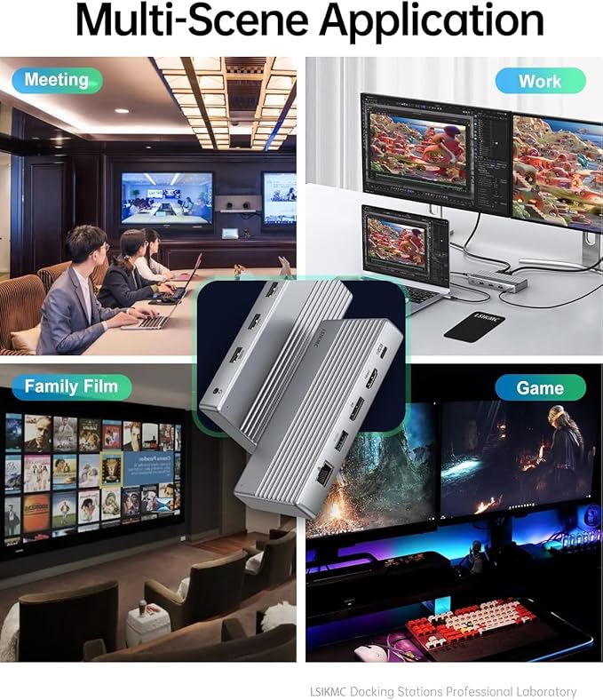 Dual Monitor Docking Station 4K@60Hz USB C Laptop Docking Station with HDMI 4K DP(4K@144Hz) 87W PD Ethernet 4USB/3.5Audiousbc hub for HP/Dell/Lenovo Laptops