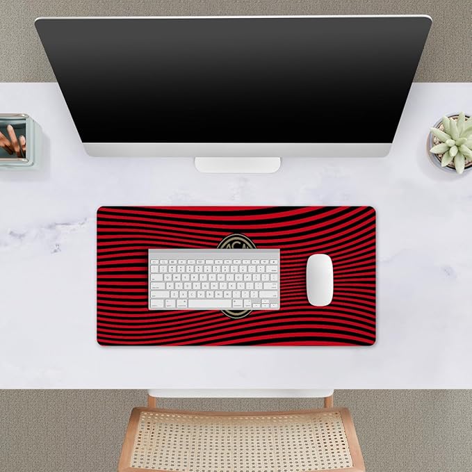Head Case Designs Officially Licensed AC Milan Red Stripes Crest Logo 23.62 x 11.81 x 0.12 inches (600 x 300 mm) - L Gaming Office Desk PC Keyboard Mouse Mat Pad