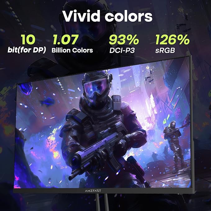 Amzfast 24.5 Inch 280Hz/240Hz Gaming Monitor 1ms Adaptive Sync FHD 1080p Computer Monitor 3000:1 HDR 10 Bit 126% sRGB 93% DCI-P3 TÜV Rheinland Eye Care HDMI 2.0 x 2 &amp DP 1.4 x 2 AMZG25X1