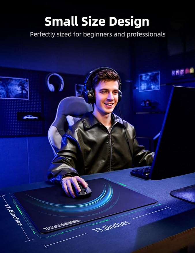 llano MP001 Tempered Glass Gaming Mousepad for FPS Gamers 13.8x11.8 Mouse Mat Ultra-Smooth 0.85μm Micro-Etched Surface 3mm Thick Non-Slip Base Compatible with Viper/G502 Large 350mm *300mm