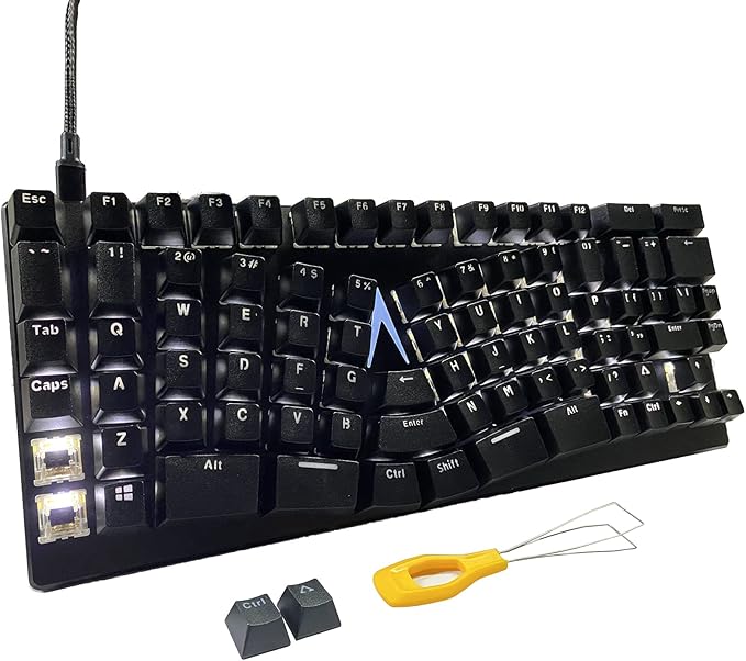 Maketheone Ergonomic Mechanical Gaming Keyboard X-Bows Butterfly Layout Mech Keebs USB-C Wired 80% Ergo KB with 86 Keys White Backlit for Desktop Computer PC (Lite Gateron Black Switches)