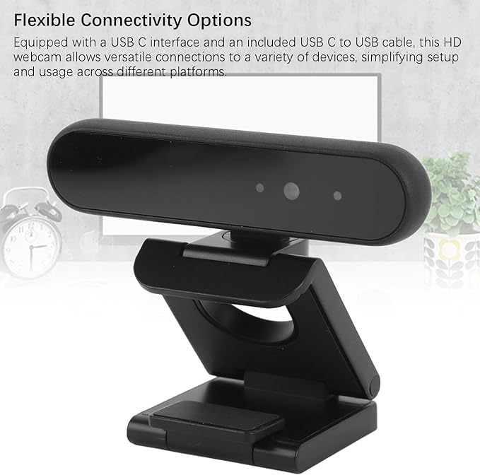 1MP HD Webcam with USB C Interface Recognition Webcam 1280x720 Resolution Aluminum Alloy Computer Camera for Live Video Calling