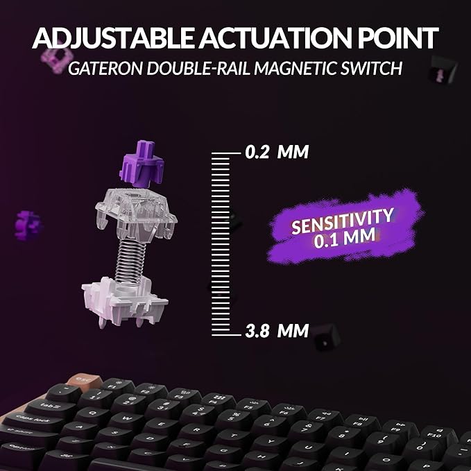 Keychron K2 HE Rapid Trigger Wireless Custom Keyboard with Hall Effect Gateron Double-Rail Magnetic Switch QMK 2.4 GHz Bluetooth 5.2 RGB Compatible with Mac Windows Linux (Aluminum + Wood)