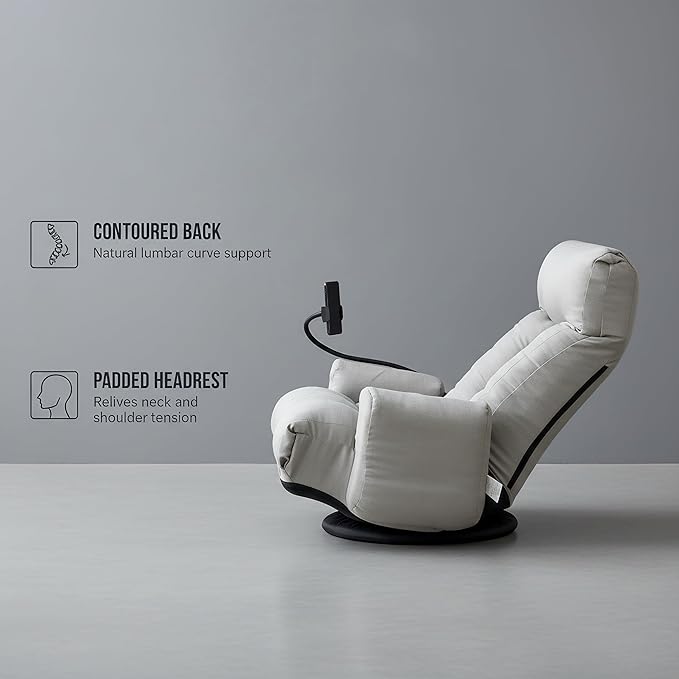 Gaming Chair Floor Sofa Gaming Lounge Chair with 14-Section Head &amp 3-Section Waist Adjustment 360° Swivel &amp Spring Seat for Gaming Napping Reading Dorm Small Apartment(Grey)
