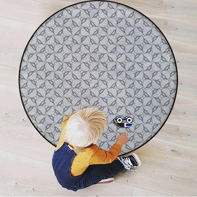 Geometric Floor Protector Office Chair Mat Gaming Chair Mat Protects Hardwood Floors Chairs Move Smoothly Seigaiha Pattern OverlappingBlue White Diameter 47.2 in