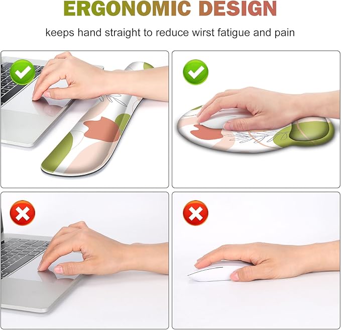 Gaming Mouse Pad Large Desk Mat Cute Desk Pad Protector 4 in1 XXL Mousepad + Keyboard Wrist Rest+Mouse Wrist Rest+Coaster Set with Ergonomic Desk Pad for Home Office Table Computer Pink Rose