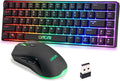 CHONCHOW 60% Wireless Gaming Keyboard and Mouse ComboLED Backlit Rechargeable 2000mAh Battery Portable 68 Keys Waterproof Small Compact Keyboard Mice for PC/Mac Gamer(Wireless)