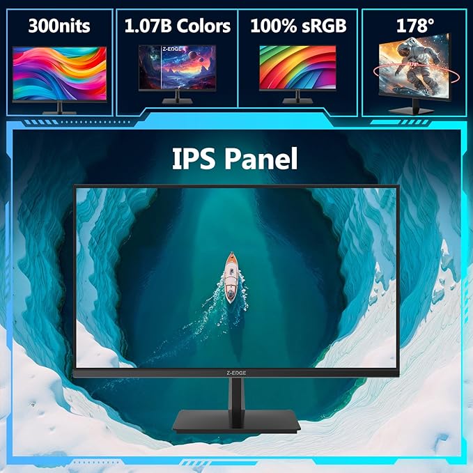 Z-Edge U27P4K 27-inch 4K Monitor IPS Ultra HD 3840x2160 60Hz Refresh Rate PC Monitor Gaming 100% sRGB HDMI x 2 and DP x 2