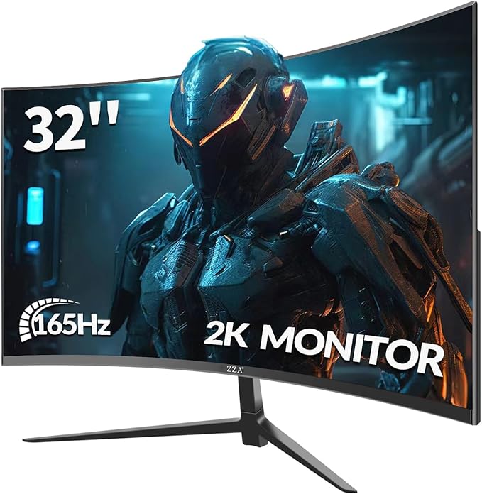 ZZA 32 Inch Monitor - 2K Resolution 165Hz/180Hz1440p Monitor 1ms Response Time FreeSync &amp G-Sync HDR10 122% sRGB Coverage DP/HDMI32 Inch Computer Monitor VESA Mount Compatible