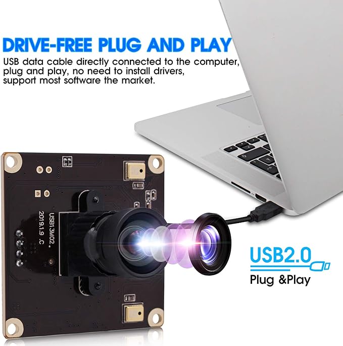 13 Megapixel USB Camera No Distortion Fixed Focus Webcam for Industrial HD 13 MP Webcam with Dual Microphone Sony IMX214 Sensor USB Camera for Computer PC Laptop DesktopSupport Most OS