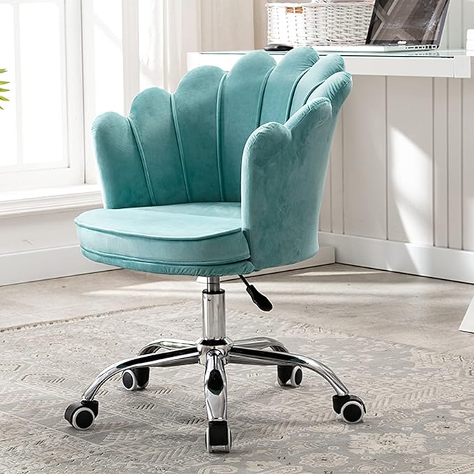 Velvet Dresser Chair Ergonomic Office Game Chairs Bedroom Swivel Recliner Chair with Adjustable Sit Height Home Chair Living Room for Gaming