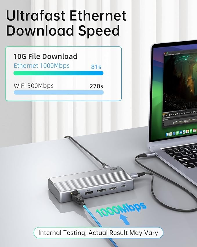 Dual Monitor Docking Station 4K@60Hz USB C Laptop Docking Station with HDMI 4K DP(4K@144Hz) 87W PD Ethernet 4USB/3.5Audiousbc hub for HP/Dell/Lenovo Laptops
