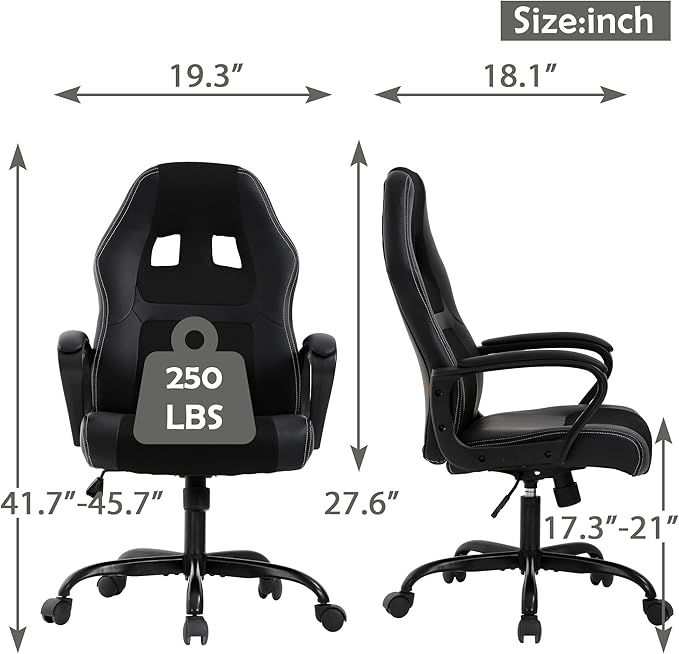 MKDLUFEI Gaming Chair Ergonomic Leather Office Chair Adjustable Swivel and Reclining High Back Computer Chair with Ergonomic Task with Headrest and Lumbar Support