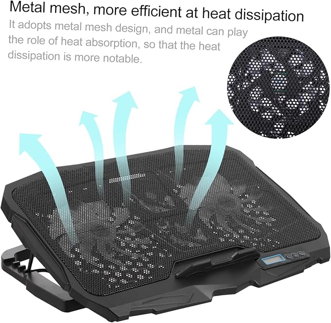 DOITOOL Adjustable Laptop Cooler High-Speed Silent Fan RGB Lighting Design Ventilated Support Stand for Gaming and Work Use Compatible Laptops