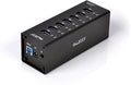 ViewHD Professional Premium Quality USB 3.0 7-Port Hub with On/Off Power Switch + 12V Power Adapter + USB Cable in Full Metal Case (Black) | Model: VHD-U3P7B