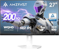 Amzfast 27 inch 1440P 200Hz/180Hz White Gaming Monitor 2K QHD (2560 ×1440)MPRT 1ms Fast IPS | HDR400 &amp TÜV Rheinland Eye Care &amp 12 Months Exchange (HDMI &amp DP Cable)