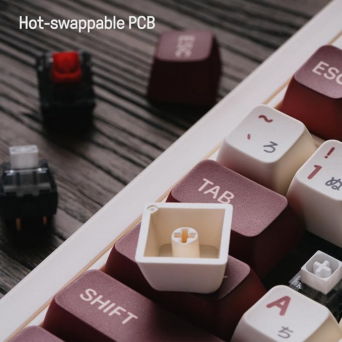 8Bitdo 87 Keys Retro Mechanical Keyboard Bluetooth/2.4G/USB-C Hot Swappable Dual Super Programmable Buttons Volume knob for Windows and Android - Fami Edition