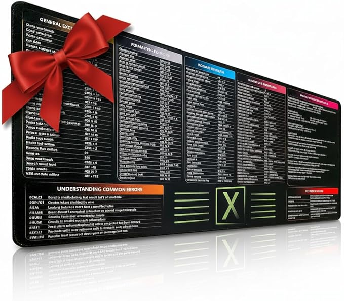 Large Excel Cheat Sheet Desk Pad | Excel Pad Shortcut Keys Mouse Mat - Extended Office Excel Mouse Pad with Excel Shortcuts &amp Formulas | Waterproof | XL Giant Deskpad for Desk 35.5 x 15.7