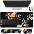 Mouse Pad Set(31.5×11.8 in) Desk Pad + Keyboard Wrist Rest Support + Mouse Wrist Rest + Coaster for OfficeHomeComputerLaptop - 4 Motiavation Quote You Got This