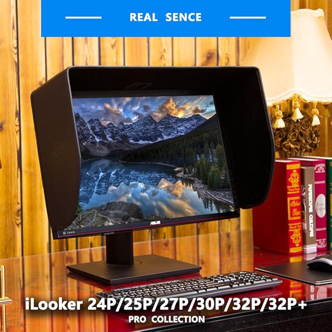 iLooker-24P 24 inch Pro Edition LCD LED Video Monitor Hood Sunshade Sunhood for Dell HP Viewsonic Philips Samsung LG EIZO NEC ASUS ACER BENQ AOC Lenovo Fits Monitor Frame Width 550-565mm