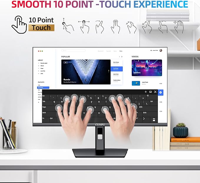 27 Inch Touchscreen Monitor 10 Point Touch FHD 1080P 60Hz Nano IPS Screen 100% SRGB VESA Wall Mountable Tilt Adjustment VGA HDMI for PC Laptop Business &amp Work Station