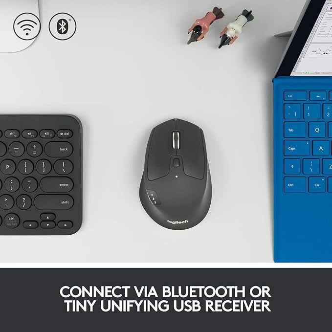 Logitech M720 Triathlon Bluetooth Wireless Optical Mouse with Unifying Receiver (Renewed)