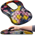 Hokafenle Ergonomic Mouse Pad Wrist Support with Massage Design Wrist Rest Pain Relief Mousepad with Memory Foam&ampNon-Slip PU Base Mouse Pads for Wireless Mouse &amp Desk(12x8 inchMonet Chrysan