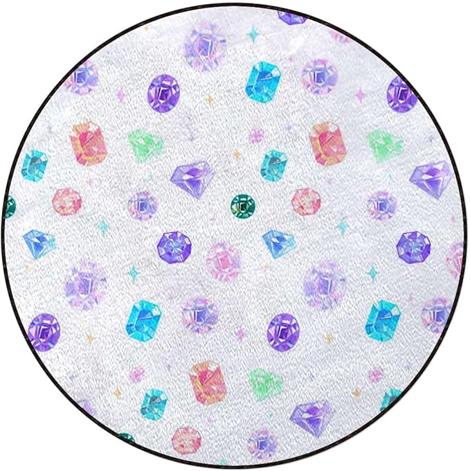 Multicolor Office Chair Mat for Hardwood Floors Desk Carpet with Anti-Slip Multi-Purpose Low Pile Computer Chair Mat Colorful Diamond Feminine Women Diameter 43.3 in