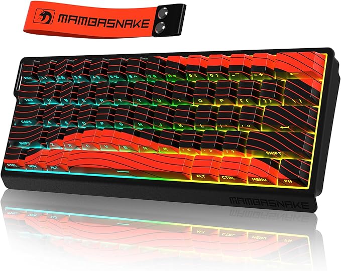 ATTACK SHARK MAMBASNAKE X60 HE Rapid Trigger Magnetic Switch 60% RGB Wireless Mechanical Gaming keyboard2.4Ghz/BT/Wired8KHZ Polling Rate0.01mm Adjustable ActuationWeb Driver for Win/Mac(Black Red)
