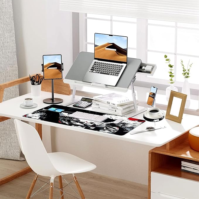 Keyboard Mouse Pad Set Extended Gaming Mouse Pad+Ergonomics Keyboard Wrist Rest Support Memory Foam Easy Typing Pain Relief 4Pcs XL Ultra Thick Desk MatGreat White Shark