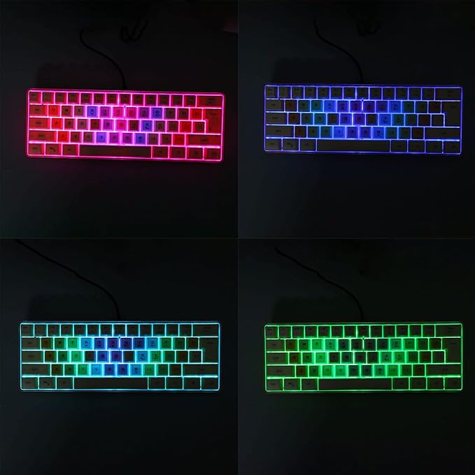 61 Keys Mechanical Gaming Keyboard RGB Backlit Compact 60 Percent Wired Keyboard with Colorful Keycaps for PC Office AmpGaming Portable Mini Keyboard with Optical Switches (Apricot)