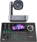 Tenveo 4K PTZ Camera and Controller Bundle/Kits - 20X AI Tracking HDMI/USB/LAN(PoE) 4K PTZ Camera with NDI PTZ Controller 5-Inch LCD 4D Joystick for Church Live Streaming Conference
