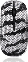 WONGS Bling Luxury Crystal Rhinestone Rechargeable 2.4G Zebra Print Wireless Mouse for Laptop Computer Cute Pattern Design Mouse for Notebook PC MacBook - Zebra