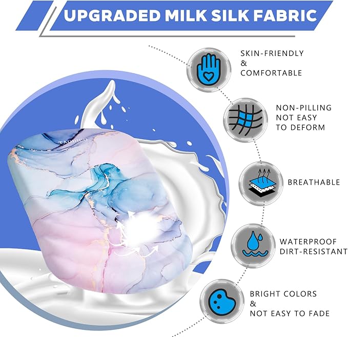 Ergonomic Mouse Pad with Wrist Rest Milk Silk Fabric Durable Silicone Filling Non-Slip Pu Base Massage Design Pain Relief Mousepad for Wireless Mouse and Desk 12x8inch Pink Marble