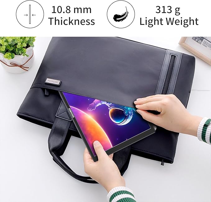 ANDYCINE N10 Portable Monitor 10.1 Inch Mini Touch 1920x1200 IPS Screen HDMI USB C in 350nits 60Hz 1000:1 Contrast Display with Bracket &amp Speakers for LaptopPCPS4/5SwitchMacXbox