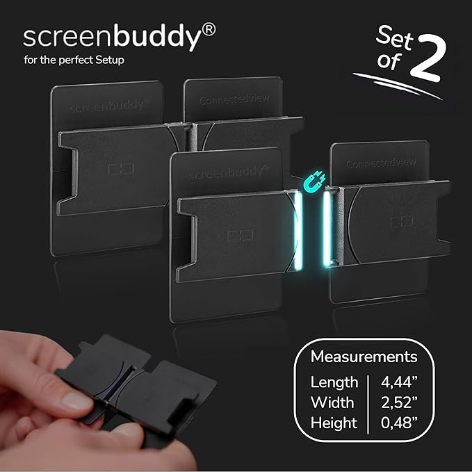 Set of 2 Magnetic Connection for Your Screens Suitable for All Computer Monitors - Innovative Computer and Gaming Equipment