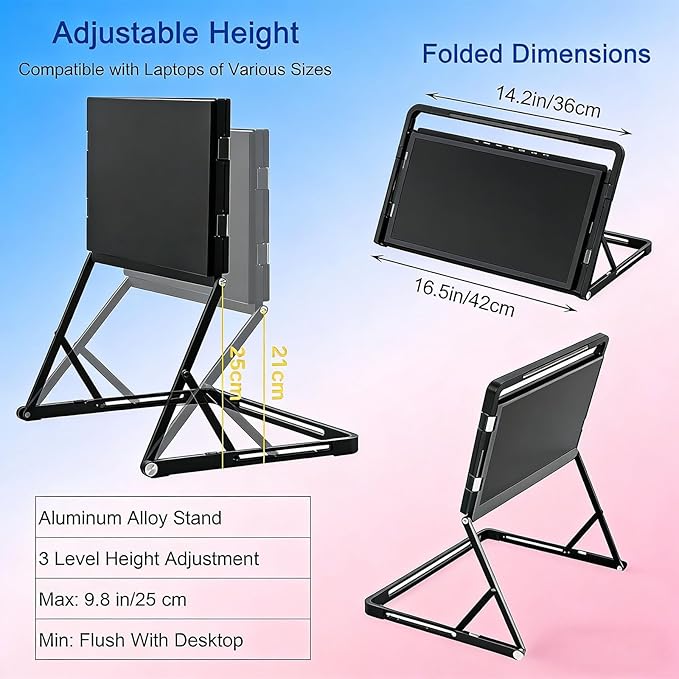 15.6 Laptop Screen Extender Monitor Portable Quad Monitor Just 1 Cable for 3 Screens FHD 1080P IPS Laptop Extender Compatible with Wins/Mac for 13.6 - 17.3 Laptops