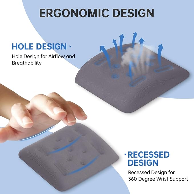 Upgraded Wrist Rest for Laptop Ergonomic Memory Foam Laptop Wrist Pads for Computer Keyboard Wrist Support Cushion for Typing (Gray)