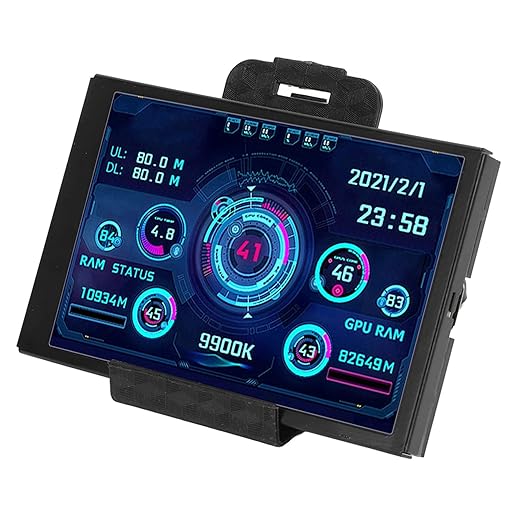 ZASCHMOY Computer Temperature Monitor Small Screen Display for aida64 PC CPU Data Monitor Easy to Use for Computer Enthusiasts 3.5 USB (Black)