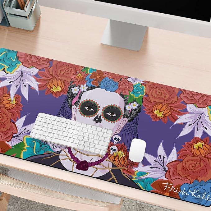 Head Case Designs Officially Licensed Frida Kahlo Day of The Dead Floral Art 37.4 x 15.75 x 0.16 inches (900 x 400 mm) - XL Gaming Office Desk PC Keyboard Mouse Mat Pad