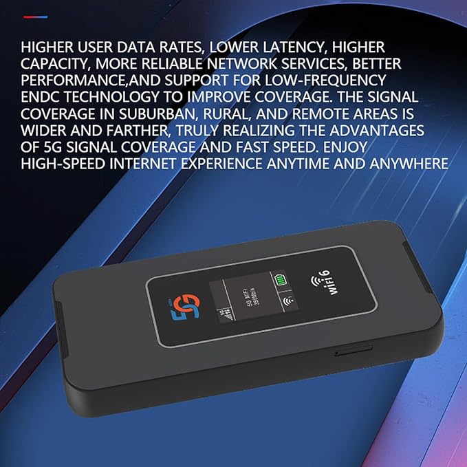 Ultra Fast WiFi 6 Portable Router 5G Mobile Hotspot 8000mAh Battery IP67 Rugged Design Hotspot Travel Business with Global Use Ideal for Travel Business &amp