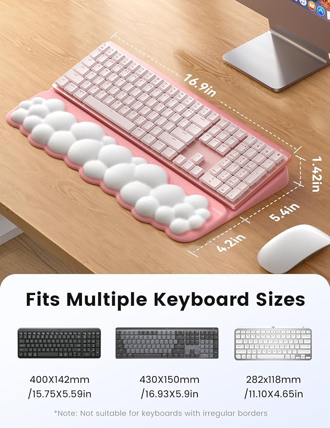 Vaydeer Keyboard Stand Wrist Rest Cloud Ergonomic Wrist Support Pad Soft Memory Foam Computer Keyboard Riser Holder Lifter Tilt Cushion for Desk Palm Hand Typing for Office Home Gaming Pain Relief