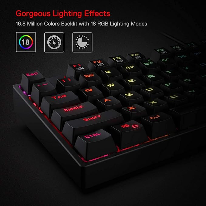 Redragon K582 RGB Mechanical Gaming Keyboard 100% 104 Keys Standard Layout Gaming Keyboard with Double-Shot ABS Keycaps Dynamic 16.8M RGB Backlit &amp Linear Red Switch Redefine Software Supported